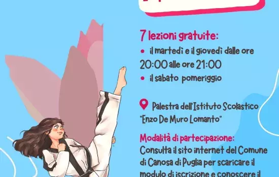 Le attività si svolgeranno nella palestra della Scuola “Enzo De Muro Lomanto” il martedì, il giovedì e il sabato pomeriggio, a partire dal mese di aprile, secondo un calendario prestabilito